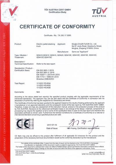 TUV certification of QDA series